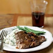 Sirloin Steaks with Mushroom Sauce and Chive-Garlic Potatoes