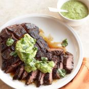 Espresso Rubbed Steak with Green Chile Pesto