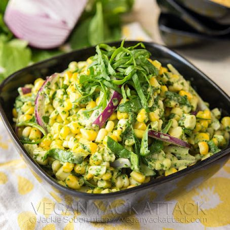 Summer Corn Salad with Basil Pesto Aioli