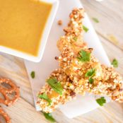 Pretzel-Crusted Chicken Tenders with Honey Mustard