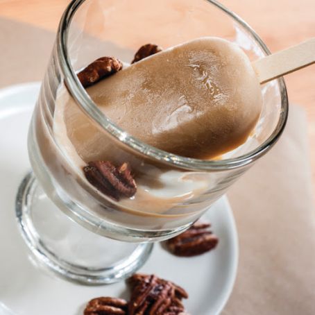 Maple Pudding Pops with Whiskey Crème Fraîche and Smoked Pecans