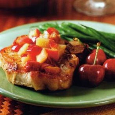 Pork Chops with Cherry Apple Reduction Sauce