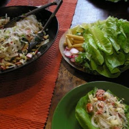 Asian-style Chopped Salad on Lettuce spears