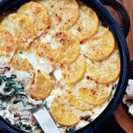Polenta Gratin with Spinach and Wild Mushrooms