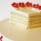 White Velvet Cake with Cheesecake Filling and Silky Marshmallow Buttercream