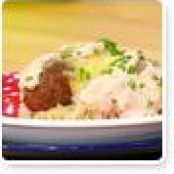 Reuben-Style Casserole with Pastrami Meatballs.Sauerkraut and Barley