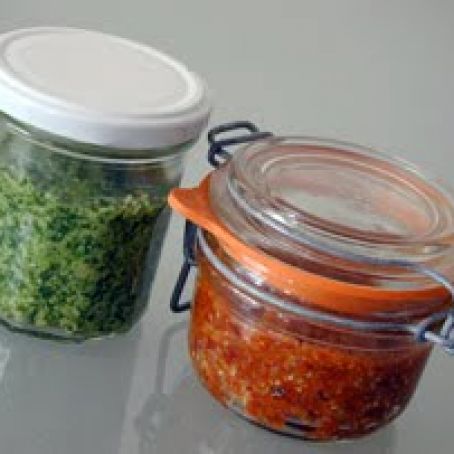 Duo de Pesto : Pesto de Roquette et Pesto Rouge