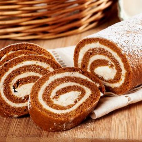 Pumpkin Roll With Spiced Cream Cheese Filling