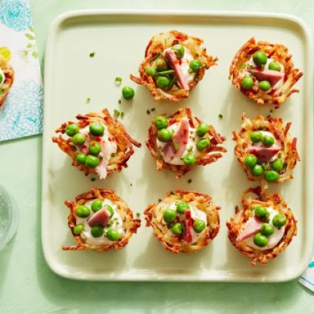 Potato Nests with Peas, Ham and Cream Cheese