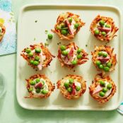 Potato Nests with Peas, Ham and Cream Cheese