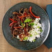 Spicy Stir-Fried Lamb with Cilantro Rice