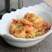 SIMPLE GARLIC OIL & CRUSHED RED PEPPER CAPELLINI WITH GRILLED SHRIMP