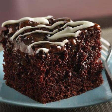 Chocolate Chip-Caramel Poke Cake