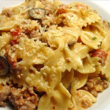 Italian Sausage, Tomato, and Cream With Bow Ties