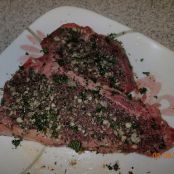 T-Bone steaks with herbed peppercorn crust