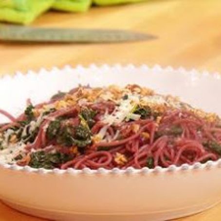 Spaghetti , Drunken Spaghetti with Kale, Walnuts and Pecorino