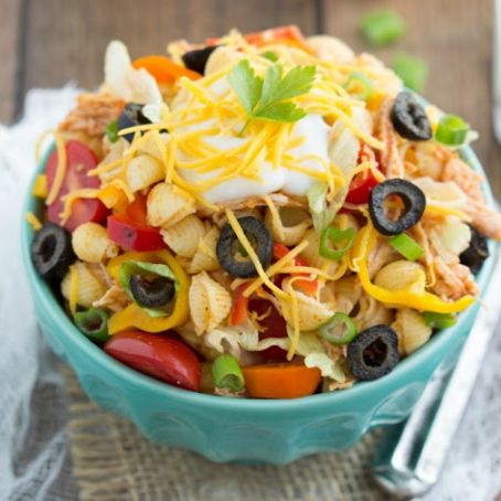 Chicken Taco Pasta Salad with Catalina Dressing