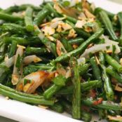 GREEN BEANS*****Garlic-Roasted Green Beans with Shallots and Almonds or Hazelnuts