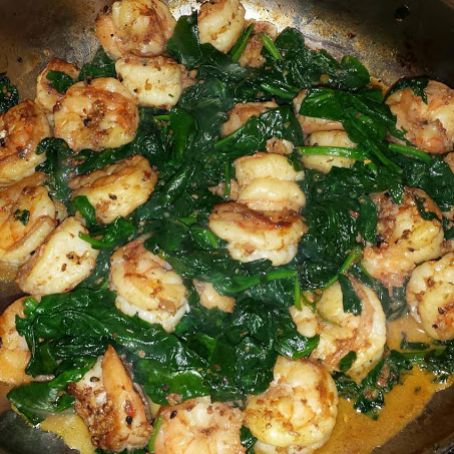 Shrimp and Sauteed Spinach