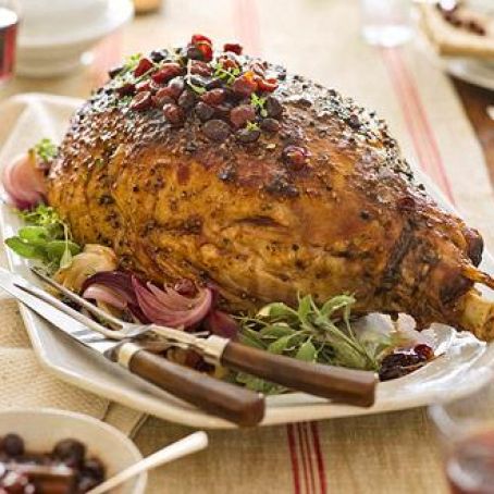 Baked Fresh Ham with Cherry Glaze