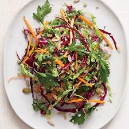 Kale Slaw with Red Cabbage and Carrots