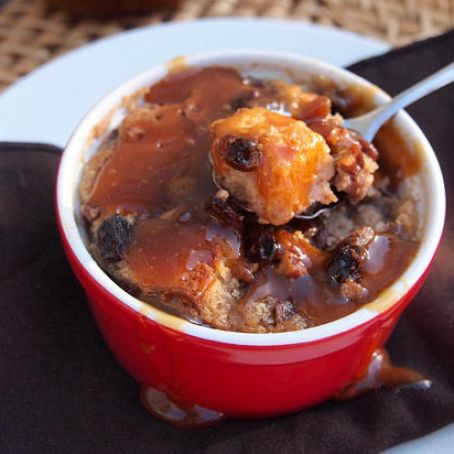 Maple Butter Tart Bread Pudding with Maple Caramel Sauce