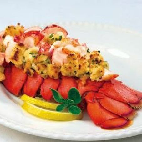 Baked Stuffed Lobster Tail on a Cedar Plank