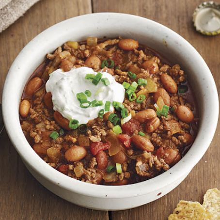 Slow-Cooker Beef Chili with Beer and Lime Sour Cream