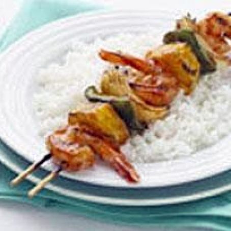 BBQ Shrimp and pineapple kabobs