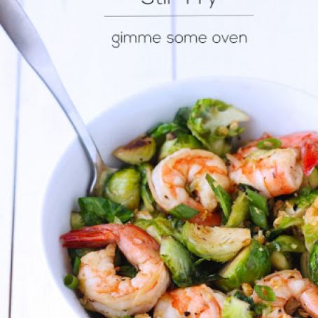 Honey Sesame Shrimp with Brussels Sprout Stir Fry