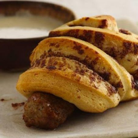 Cinnamon Roll-Wrapped Sausage with Maple Dipping Sauce