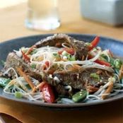 Rice Noodles with Sesame-Ginger Flank Steak