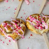 Heart-Shaped Cinnamon Rolls on Sticks