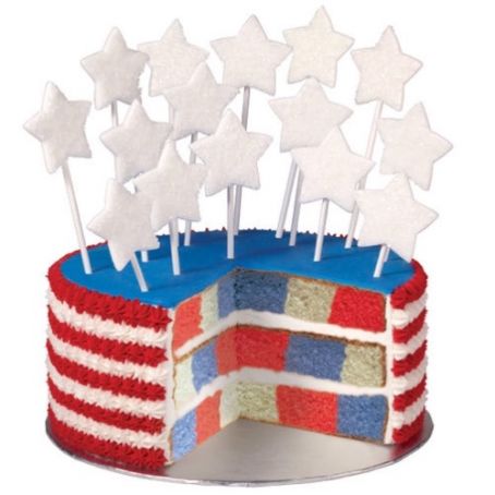 RED, WHITE AND TRUE BLUE CHECKERBOARD CAKE