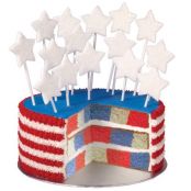 RED, WHITE AND TRUE BLUE CHECKERBOARD CAKE