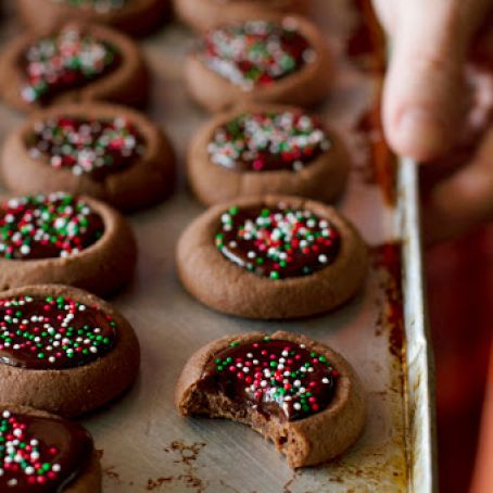 Mini Chocolate Thumbprint Cookies