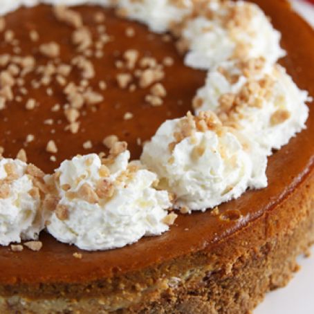 Layered Pumpkin Pie Toffee Cheesecake