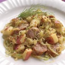 Turkey Sausage with Fennel Sauerkraut & Potatoes