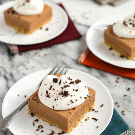 Chocolate French Silk Pie Bars with Graham Toffee Crust