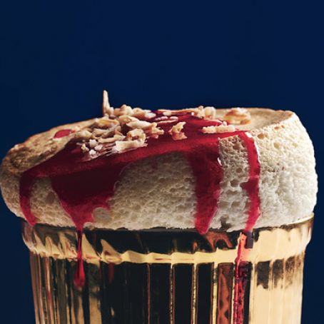 Toasted-Coconut Souffles with Ruby-Red Cranberry Sauce
