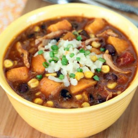 Black Bean, Sweet Potato and Chicken Chili