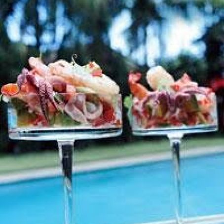 Shrimp and Squid Cocktails with Avocado and Tomato