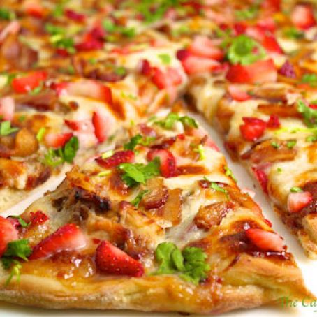 Strawberry Balsamic Pizza with Roasted Chicken, Sweet Onion and Applewood Smoked Bacon