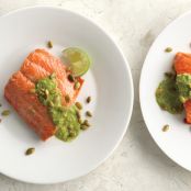 Pan-Seared Salmon with Pumpkin Seed-Cilantro Pesto