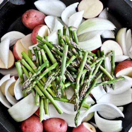 Springtime Honey Garlic Roast Chicken Skillet