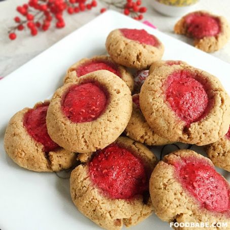 Almond Raspberry Thumbprint Cookies
