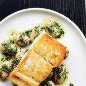 Pan-Roasted Halibut with Herbed Corona Beans