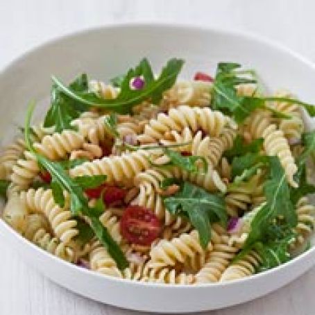 Pasta Salad with Tomatoes, Arugula, Pine Nuts and Herb Dressing