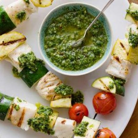 Fish Skewers with Basil Chimichurri