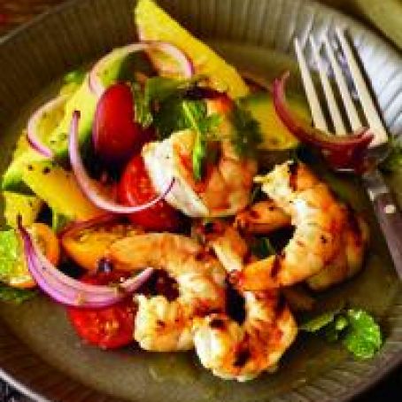 Grilled Shrimp with Mom's Avocado-and-Orange Salad